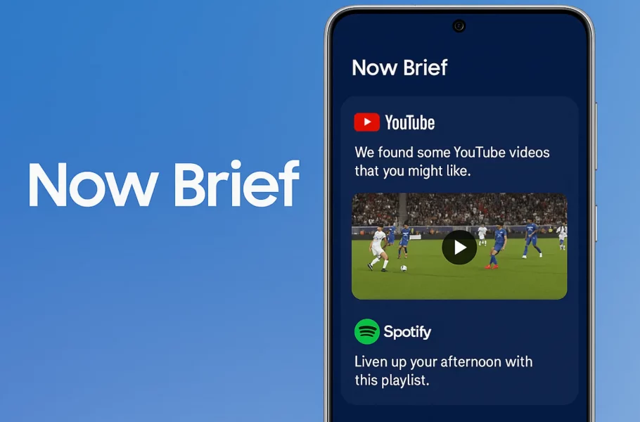 سامسونگ قابلیت Now Brief را با پیشنهادهای سفارشی از یوتوب و اسپاتیفای ارتقا می‌دهد