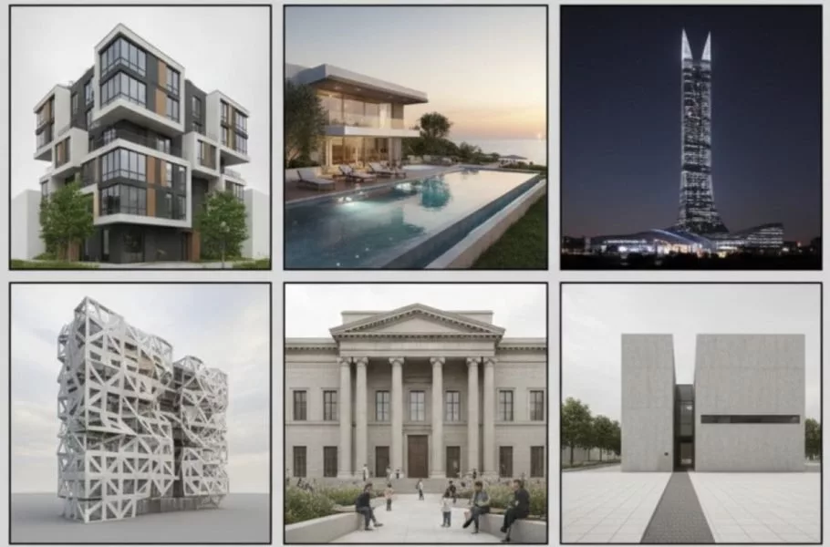 مجموعه پرامپت های معماری؛ از طراحی ویلا تا آسمان‌خراش با هوش مصنوعی