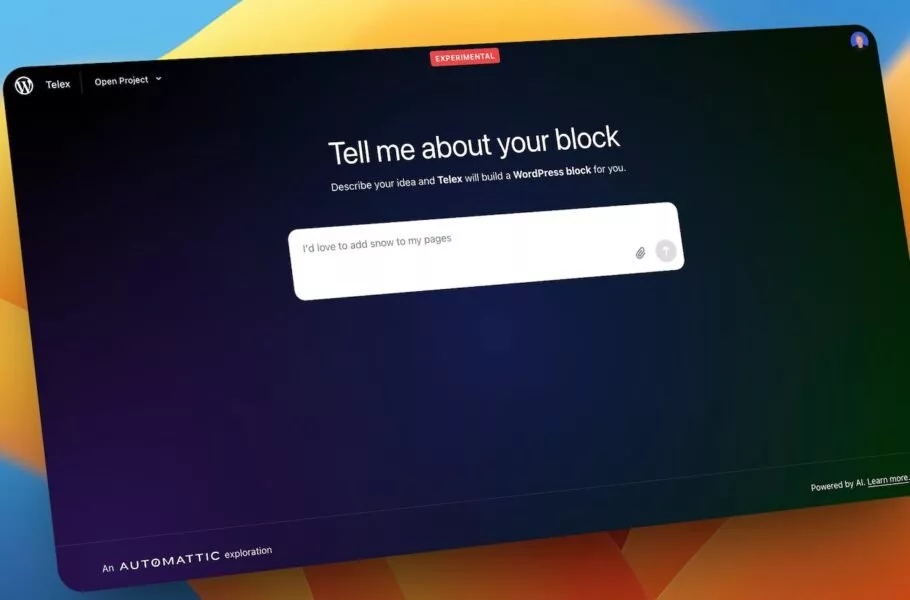 وردپرس از Telex پرده برداشت؛ ابزار هوش مصنوعی برای توسعه آسان وبسایت