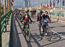 کاروان دوچرخه‌سواری «در رکاب ایران» دانش آموزان قزوینی